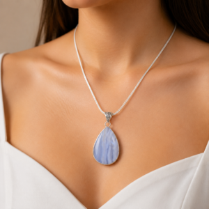 Natural Blue Lace Agate Pendant