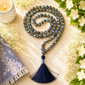 Natural Labradorite Mala 108+1 Beads Meditation Prayer Beads