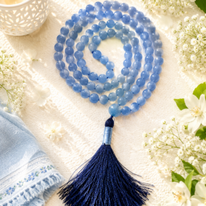 Natural Aquamarine Jap Mala 108+1 Beads | Meditation Prayer Beads