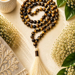 Natural Tiger Eye Jap Mala 108+1 Beads | Meditation Prayer Beads