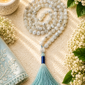 Natural Moonstone Jap Mala 108+1 Beads | Meditation Prayer Beads