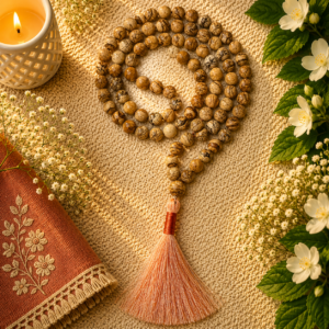 Natural Picture Jasper Jap Mala 108+1 Beads | Meditation Prayer Beads