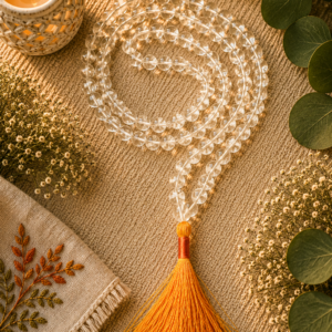 Natural Clear Quartz Jap Mala 108+1 Beads | Meditation Prayer Beads