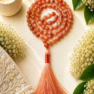 Natural Sunstone Jap Mala 108+1 Beads Meditation Prayer Beads