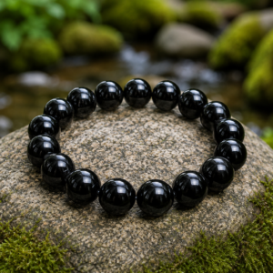 Natural Black Agate Bracelet - 14mm