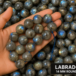 Natural Black Labradorite Loose Beads - 14mm