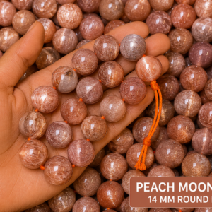 Natural Peach Moonstone Loose Beads - 14mm