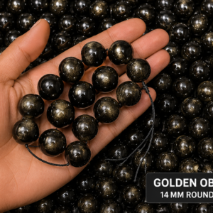 Natural Golden Obsidian Loose Beads - 14mm