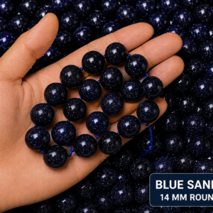 Natural Blue Sandstone Loose Beads - 14mm