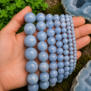Natural Angelite Loose Beads – Genuine Gemstone Beads for Jewelry Making | DIYSM
