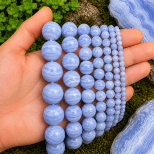 Natural Blue Lace Agate Loose Beads Genuine Gemstone Beads for Jewelry Making