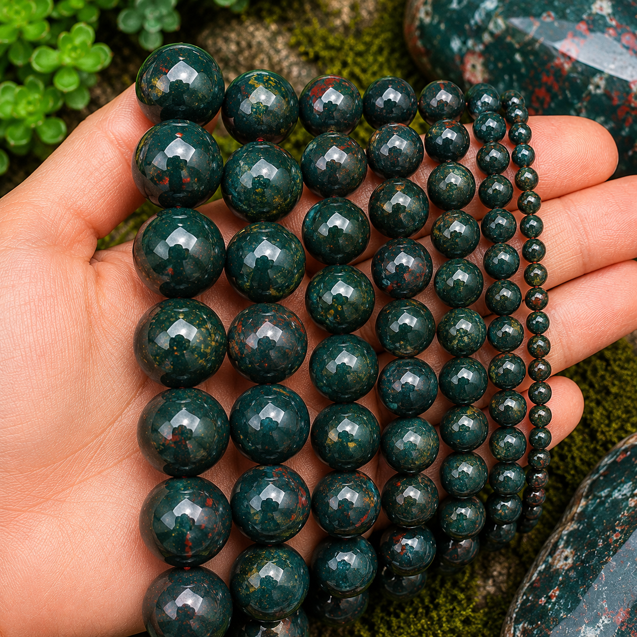 Natural Bloodstone Loose Beads Genuine Gemstone Beads for Jewelry Making
