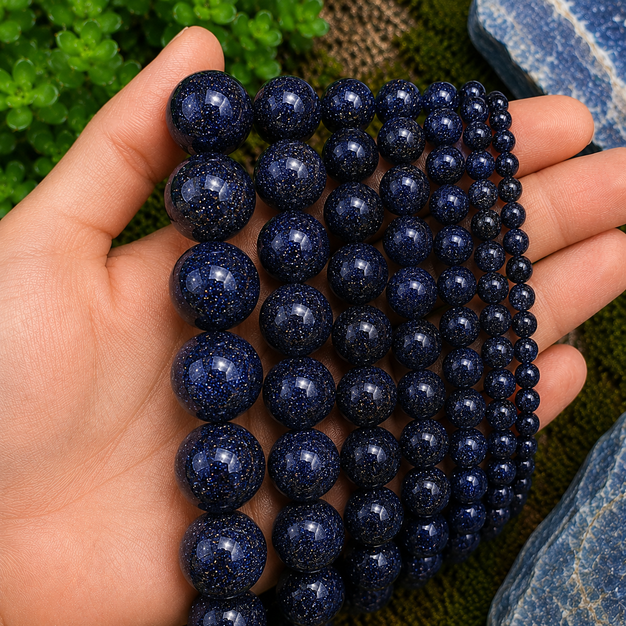 Natural Blue Sandstone Loose Beads for Jewelry Making | DIYSM