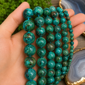 Natural Chrysocolla Loose Beads – Genuine Gemstone Beads for Jewelry Making | DIYSM