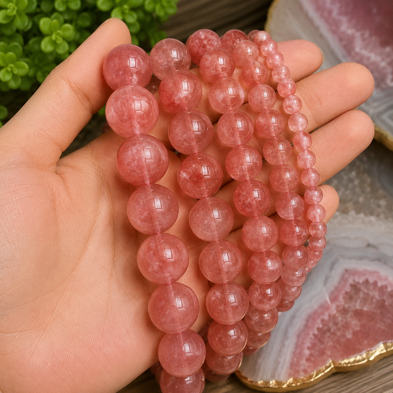 Natural Cherry Quartz Loose Beads Genuine Gemstone Beads for Jewelry Making