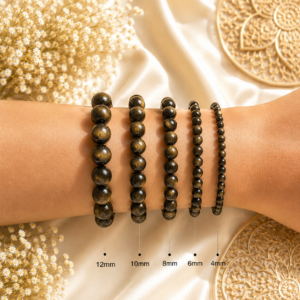 Golden Obsidian Bracelet Genuine Polished Gemstone Beaded Bracelet