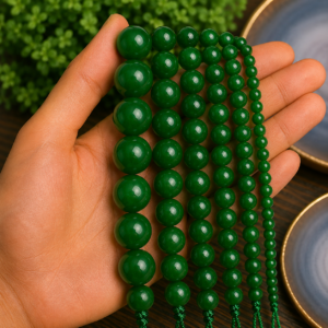 Natural Green Jade Loose Beads Genuine Gemstone Beads for Jewelry Making