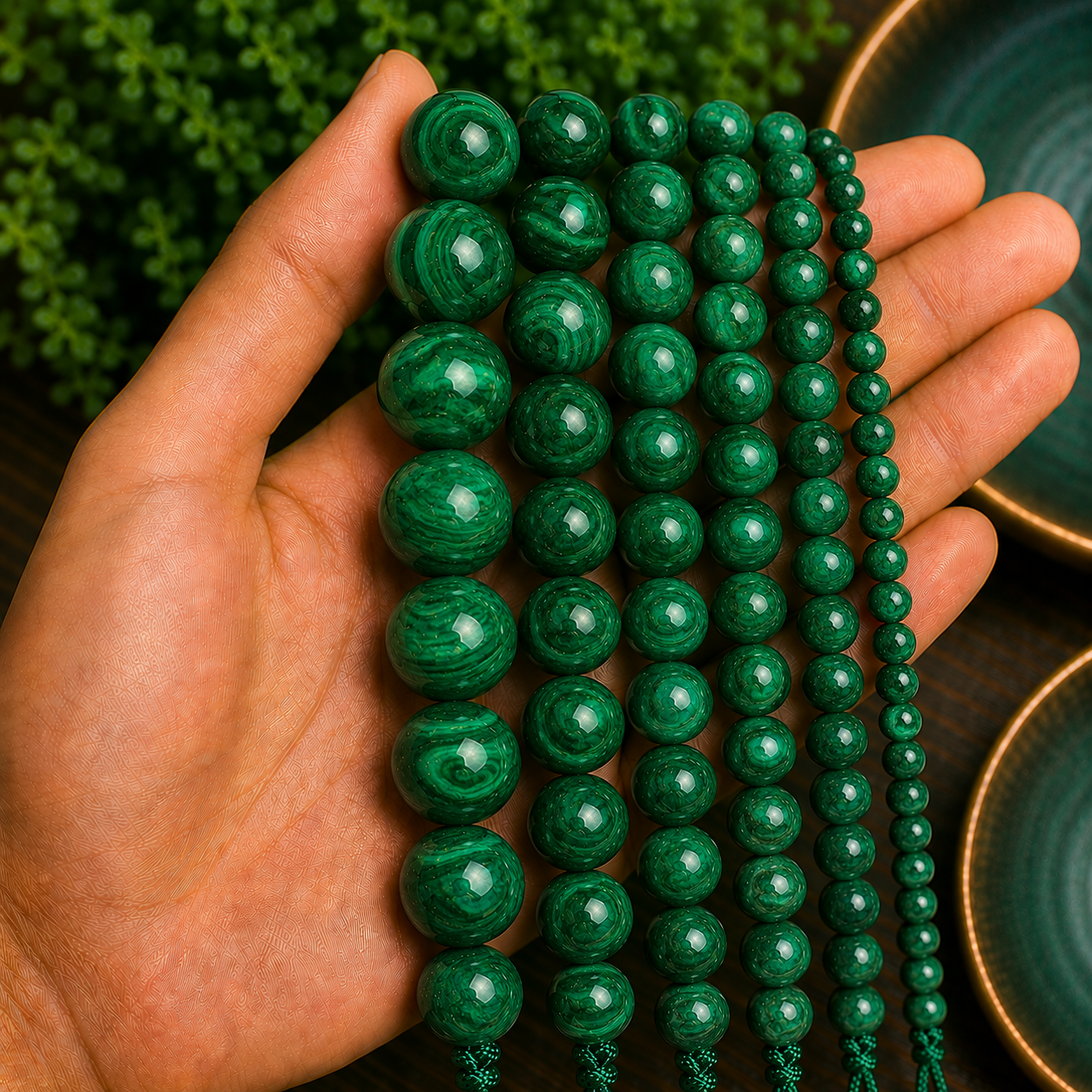 Natural Malachite Loose Beads – Genuine Green Gemstone Beads for Jewelry Making | DIYSM