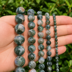 Natural Moss Agate Loose Beads – Genuine Gemstone Beads for Jewelry Making | DIYSM