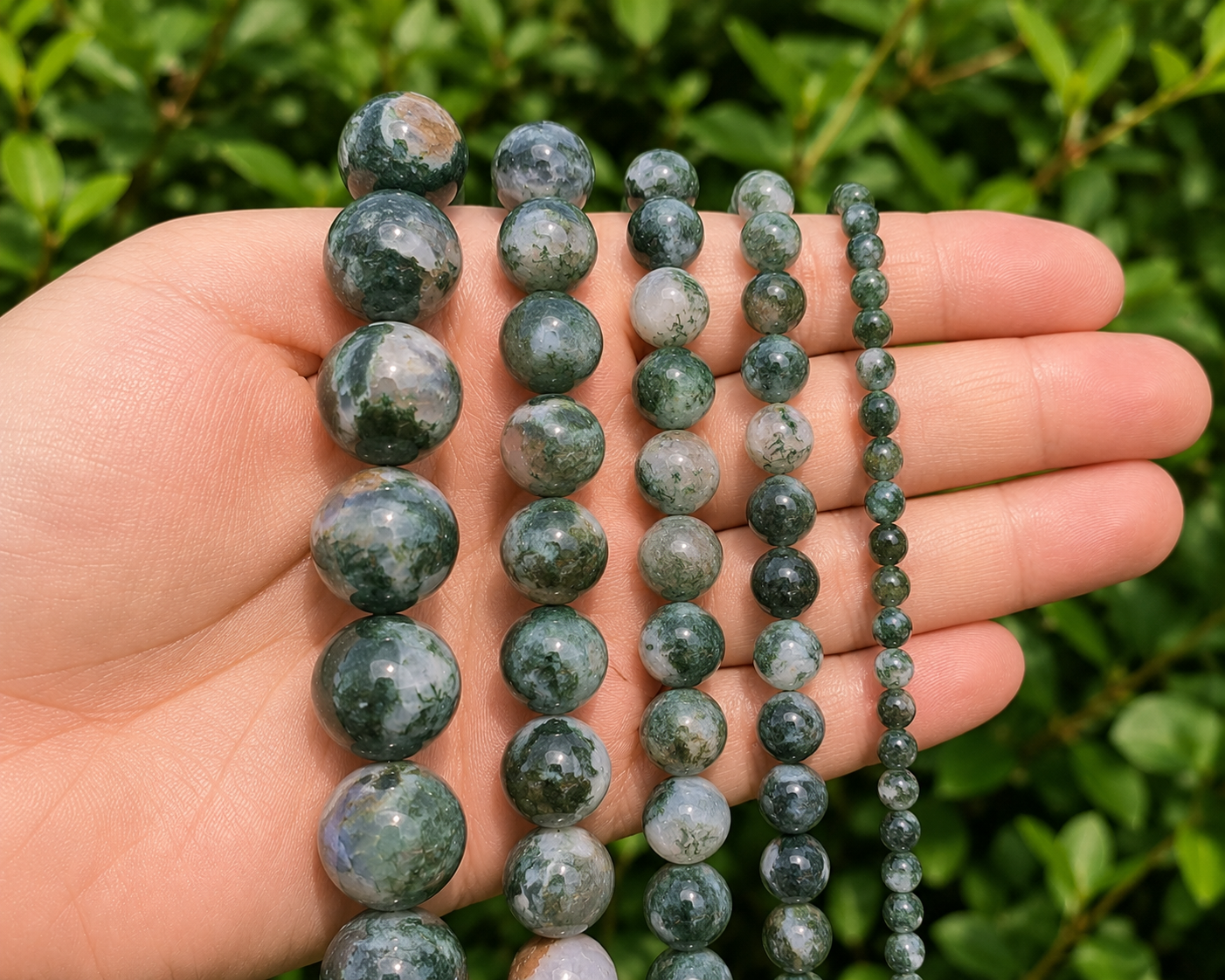 Natural Moss Agate Loose Beads – Genuine Gemstone Beads for Jewelry Making | DIYSM