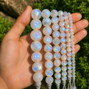 Natural White Moonstone Loose Beads – Genuine Gemstone Beads for Jewelry Making | DIYSM