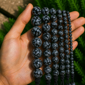 Natural Snowflake Obsidian Loose Beads – Genuine Gemstone Beads | DIYSM