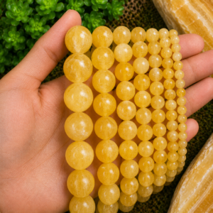 Natural Yellow Jade Loose Beads – Genuine Gemstone Beads for Jewelry Making | DIYSM