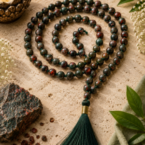 Natural African Bloodstone Green Gemstone with Red Inclusions
