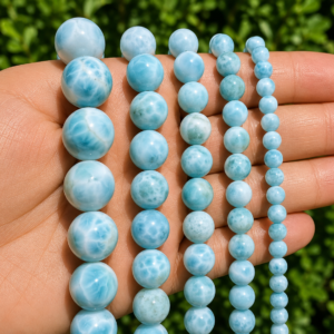 Natural Larimar Loose Beads – Genuine Gemstone Beads for Jewelry Making | DIYSM