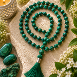 Natural Malachite Jap Mala 108+1 Beads Meditation Prayer Beads