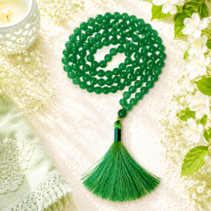 Natural Green Aventurine Jap Mala 108+1 Beads | Meditation Prayer Beads