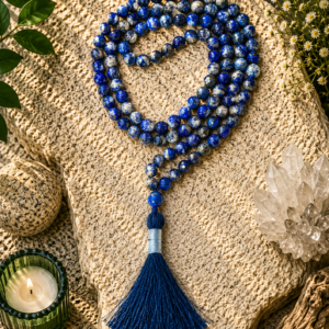 Lapis Lazuli Faceted Jap Mala 108+1 Beads Meditation Prayer Necklace