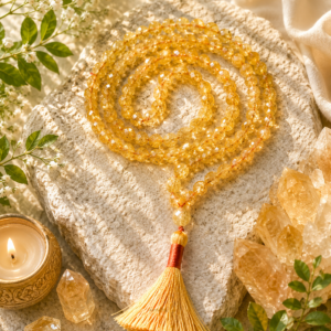 Citrine Faceted Jap Mala 108+1 Beads Meditation Prayer Necklace