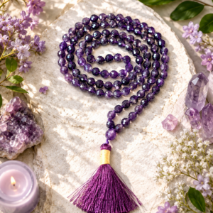 Amethyst Faceted Jap Mala 108+1 Beads Meditation Prayer Necklace