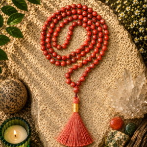 Red Jasper Faceted Jap Mala 108+1 Beads Meditation Prayer Necklace