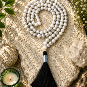 Howlite Faceted Jap Mala 108+1 Beads Meditation Prayer Necklace