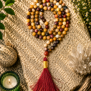 Mookaite Jasper Faceted Jap Mala 108+1 Beads Meditation Prayer Necklace