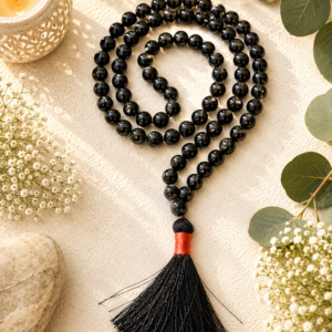 Natural Black Tourmaline Jap Mala 108+1 Beads Meditation Prayer Beads