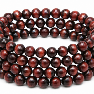Red Tiger Eye Wrap Bracelet 23 Inch Rubber String Bracelet Cum Necklace