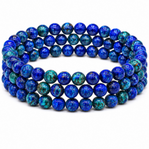 Azurite Wrap Bracelet 23 Inch Rubber String Bracelet Cum Necklace