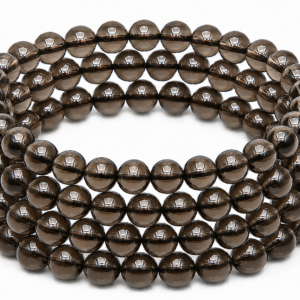 Smokey Quartz Wrap Bracelet 23 Inch Rubber String Bracelet Cum Necklace