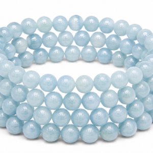 Aquamarine Wrap Bracelet 23 Inch Rubber String Bracelet Cum Necklace