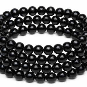 Black Obsidian Wrap Bracelet 23 Inch Rubber String Bracelet Cum Necklace