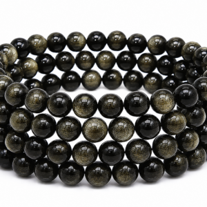 Golden Obsidian Wrap Bracelet 23 Inch Rubber String Bracelet Cum Necklace