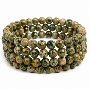 Rhyolite Wrap Bracelet 23 Inch Rubber String Bracelet Cum Necklace