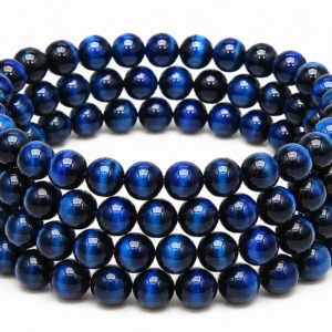 Blue Tiger Eye Wrap Bracelet 23 Inch Rubber String Bracelet Cum Necklace