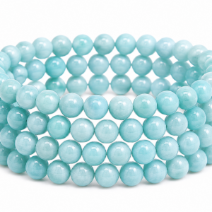 Blue Amazonite Wrap Bracelet 23 Inch Rubber String Bracelet Cum Necklace