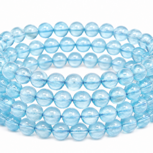 Blue Quartz Wrap Bracelet 23 Inch Rubber String Bracelet Cum Necklace