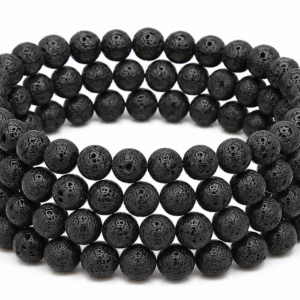 Lava Stone Wrap Bracelet 23 Inch Rubber String Bracelet Cum Necklace