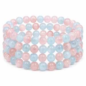 Morganite Wrap Bracelet 23 Inch Rubber String Bracelet Cum Necklace